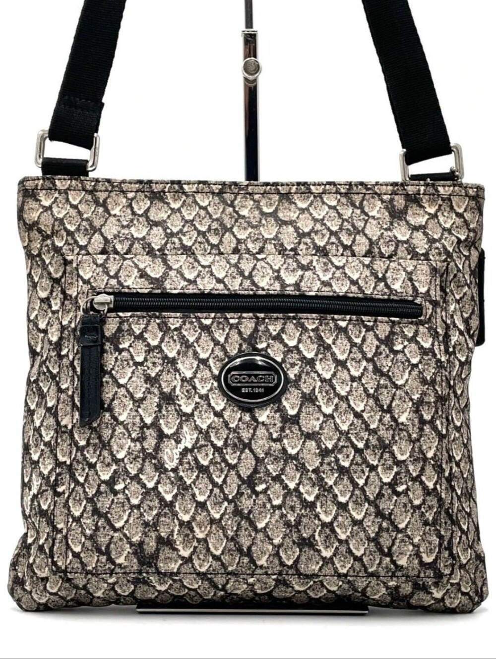 Coach Metallic Snake-Print Crossbody Bag - Taupe & Black